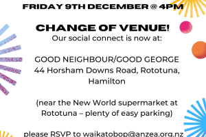 Change of venue Waikato BOP social connect 2022